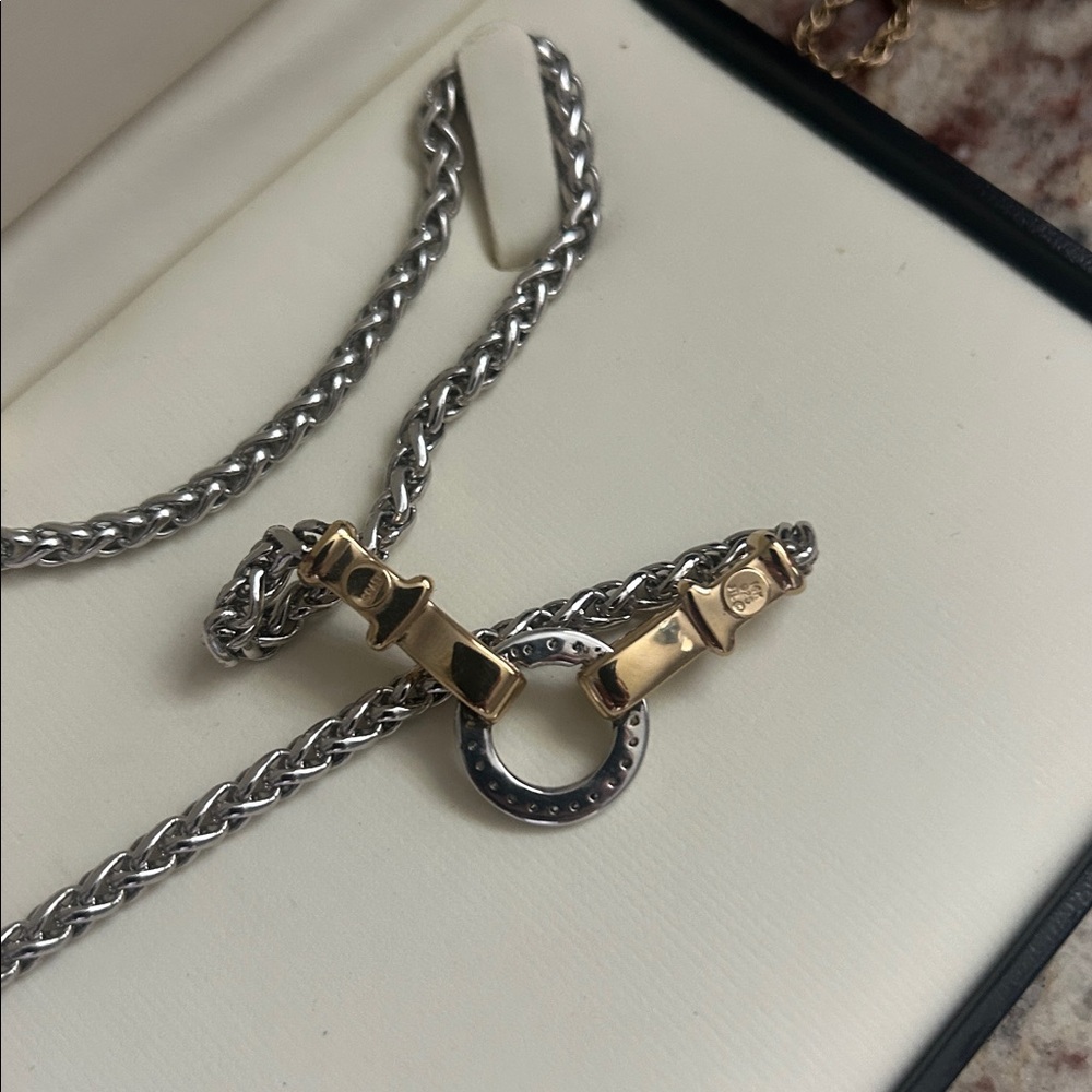 14k Gold and silver Chain Necklace - Picture 2 of 6